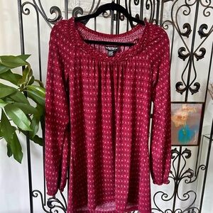 Self Esteem Burgundy Patterned Blouse
